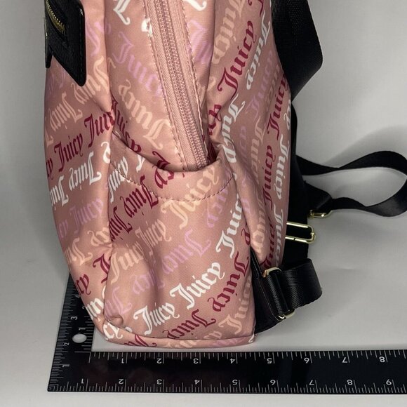 Juicy Couture Pink Logo Print Backpack Bag Purse Adjustable strap Pockets in out main image 9